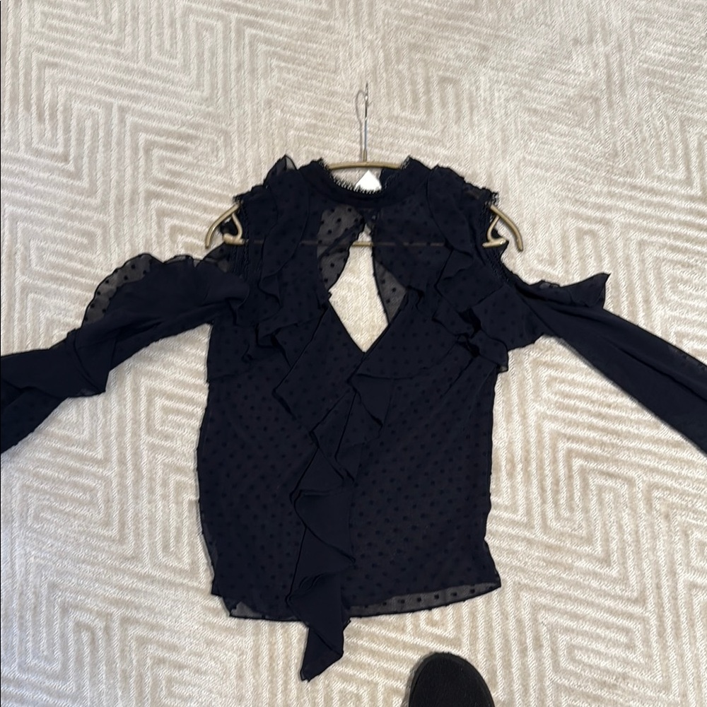 NICHOLAS Black Ruffled Cut Out Blouse